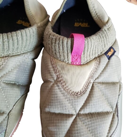 Teva Re  Ember Moc Slippers Quilted Design Knit Collar Womens Olive Size 8 - Picture 5 of 16